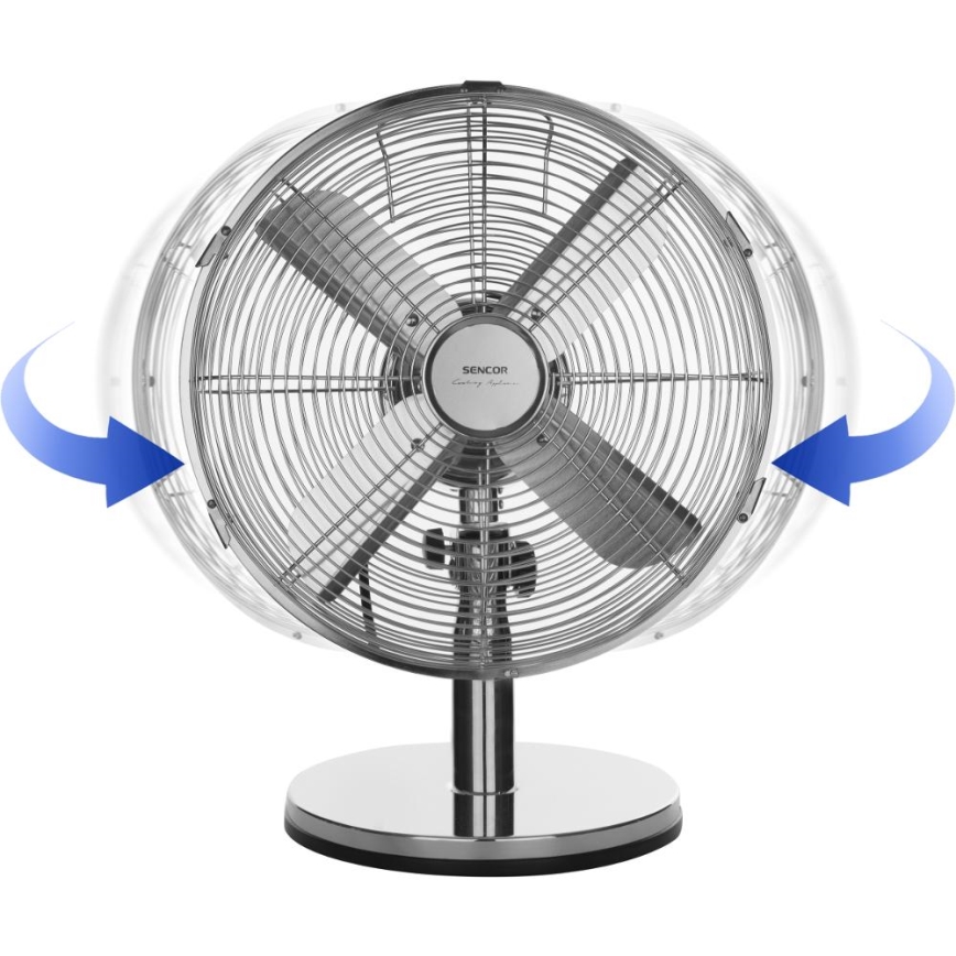 Sencor - Ventilador de secretária 35W/230V, acabamento cromado brilhante