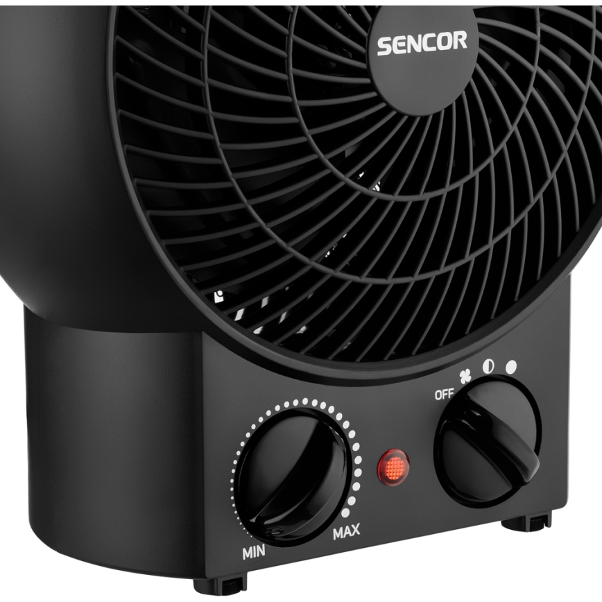 Sencor - Ventoinha com elemento de aquecimento 1200/2000W/230V preto