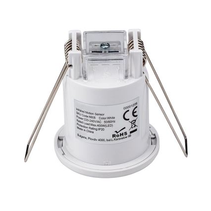 Sensor de movimento embutido PIR 360° 400W/230V branco