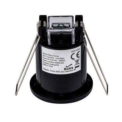 Sensor de movimento embutido PIR 360° 400W/230V preto