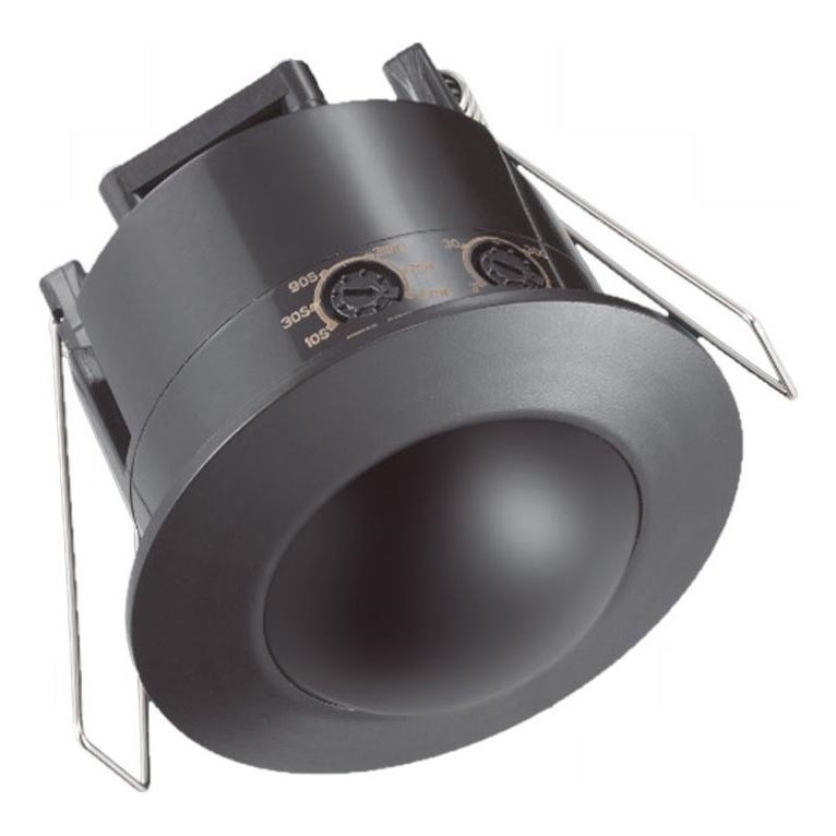 Sensor de movimento embutido PIR 360° 500W/230V preto