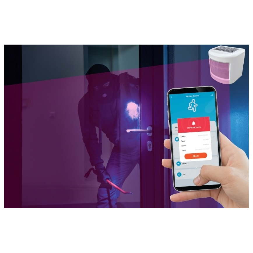 Sensor de movimento inteligente 3xAAA Wi-Fi Tuya