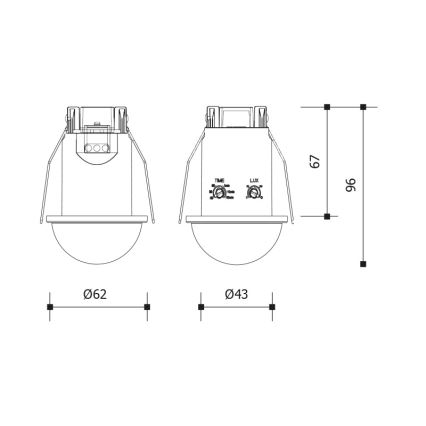 Sensor de movimento e crepúsculo embutido 360° 1200W/230V IP54 branco