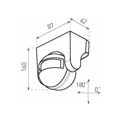 Sensor de movimento PIR para exterior 1200W/230V IP44 preto