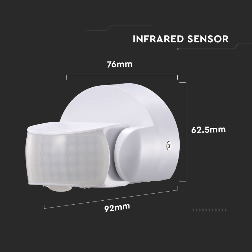 Sensor exterior de movimento por infravermelhos 180/360° 600W/230V IP65 branco