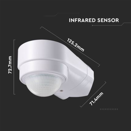 Sensor exterior de movimento por infravermelhos 240° 600W/230V IP65 branco