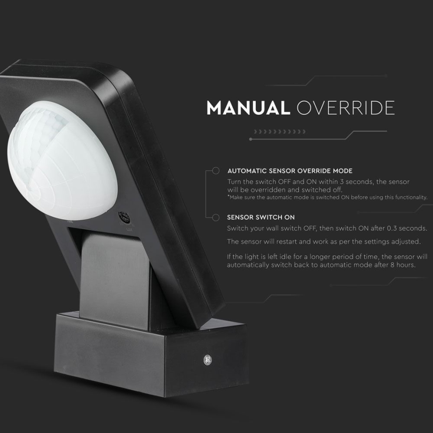 Sensor exterior de movimento por infravermelhos 360° 1000W/230V IP65 preto