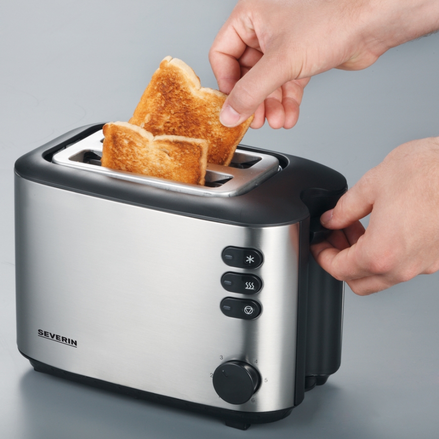 Severin AT 2514 - Torradeira de duas fatias 850W/230V aço inoxidável/preto