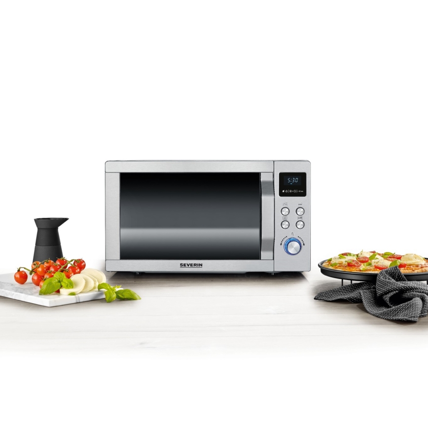 Severin MW 7774 - Micro-ondas 3 em 1, 1950 W/230 V, 25 L, aço inoxidável