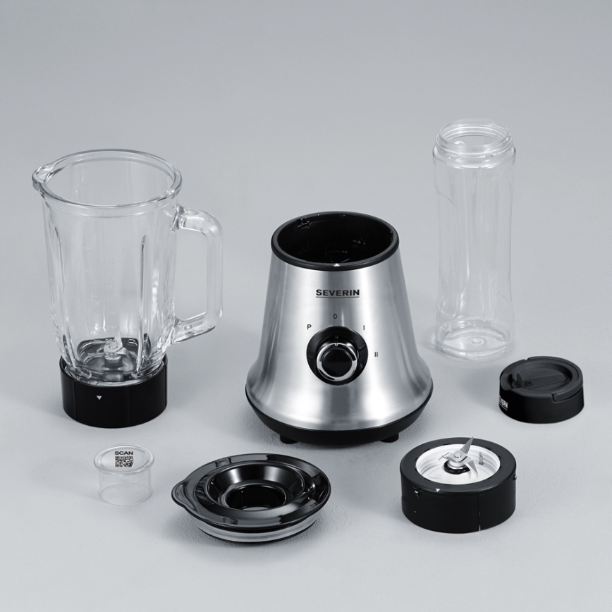 Severin SM 3737 - Liquidificador de bancada 1 L 500 W/230 V aço inoxidável/preto