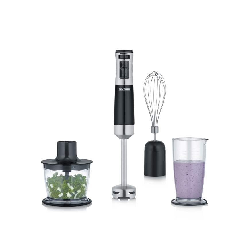 Severin SM 3772 - Mixer de mão com acessórios, 600 W / 230 V, inox/preto