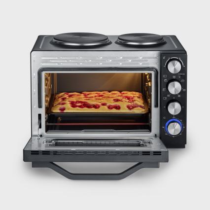 Severin TO 2074 - Forno de convecção com grelhador e placas de cozedura 2500W/230V 30 l preto