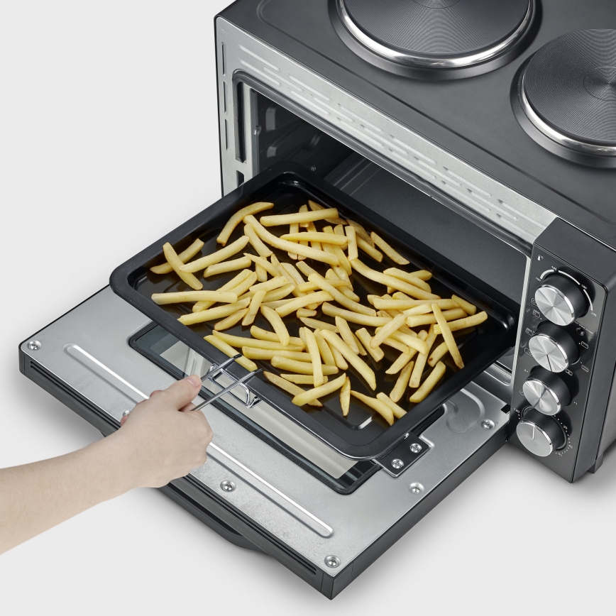 Severin TO 2074 - Forno de convecção com grelhador e placas de cozedura 2500W/230V 30 l preto