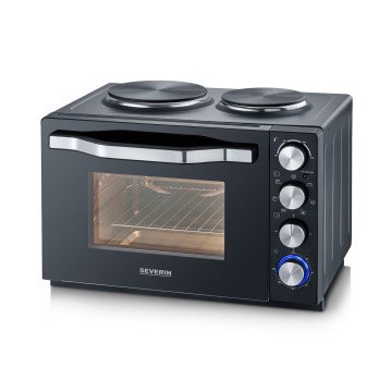 Severin TO 2074 - Forno de convecção com grelhador e placas de cozedura 2500W/230V 30 l preto