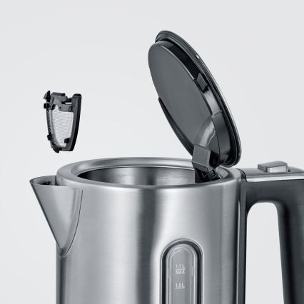Severin WK 3418 - Chaleira elétrica de aquecimento rápido 1,7 l, 3000 W/230 V, em aço inoxidável, preta