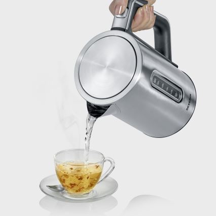 Severin WK 3418 - Chaleira elétrica de aquecimento rápido 1,7 l, 3000 W/230 V, em aço inoxidável, preta