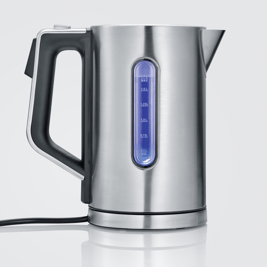 Severin WK 3418 - Chaleira elétrica de aquecimento rápido 1,7 l, 3000 W/230 V, em aço inoxidável, preta
