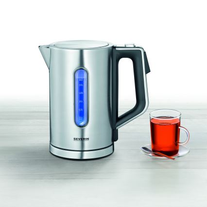 Severin WK 3418 - Chaleira elétrica de aquecimento rápido 1,7 l, 3000 W/230 V, em aço inoxidável, preta