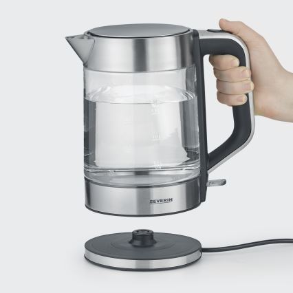 Severin WK 3420 - Chaleira elétrica rápida 1,7 l 2200 W/230 V aço inoxidável/vidro