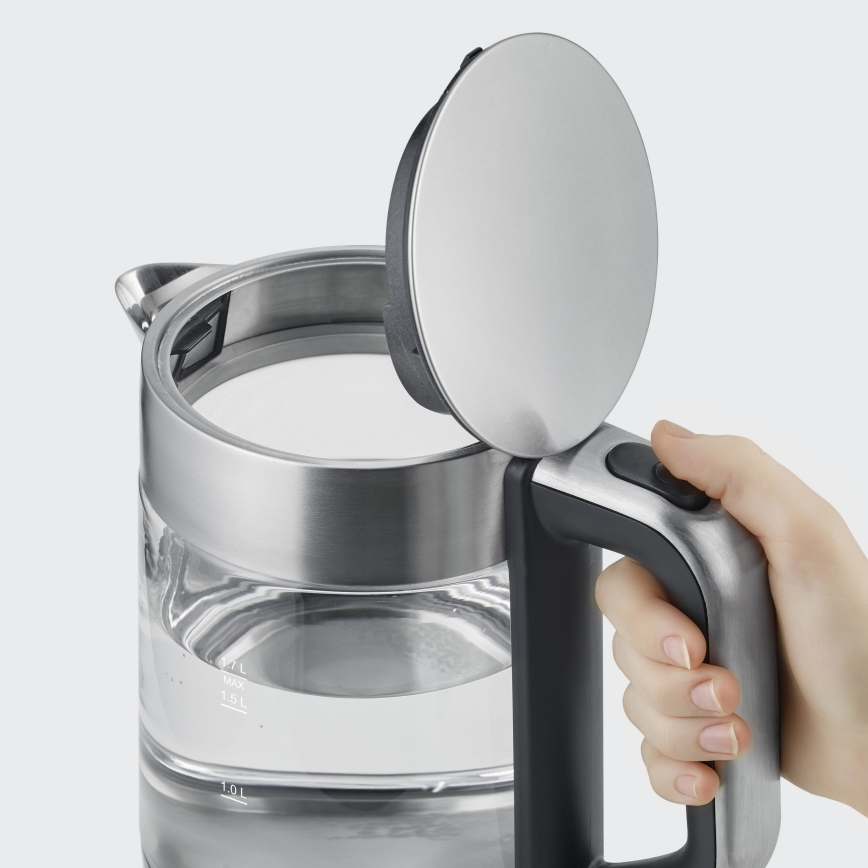 Severin WK 3420 - Chaleira elétrica rápida 1,7 l 2200 W/230 V aço inoxidável/vidro