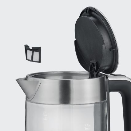Severin WK 3420 - Chaleira elétrica rápida 1,7 l 2200 W/230 V aço inoxidável/vidro