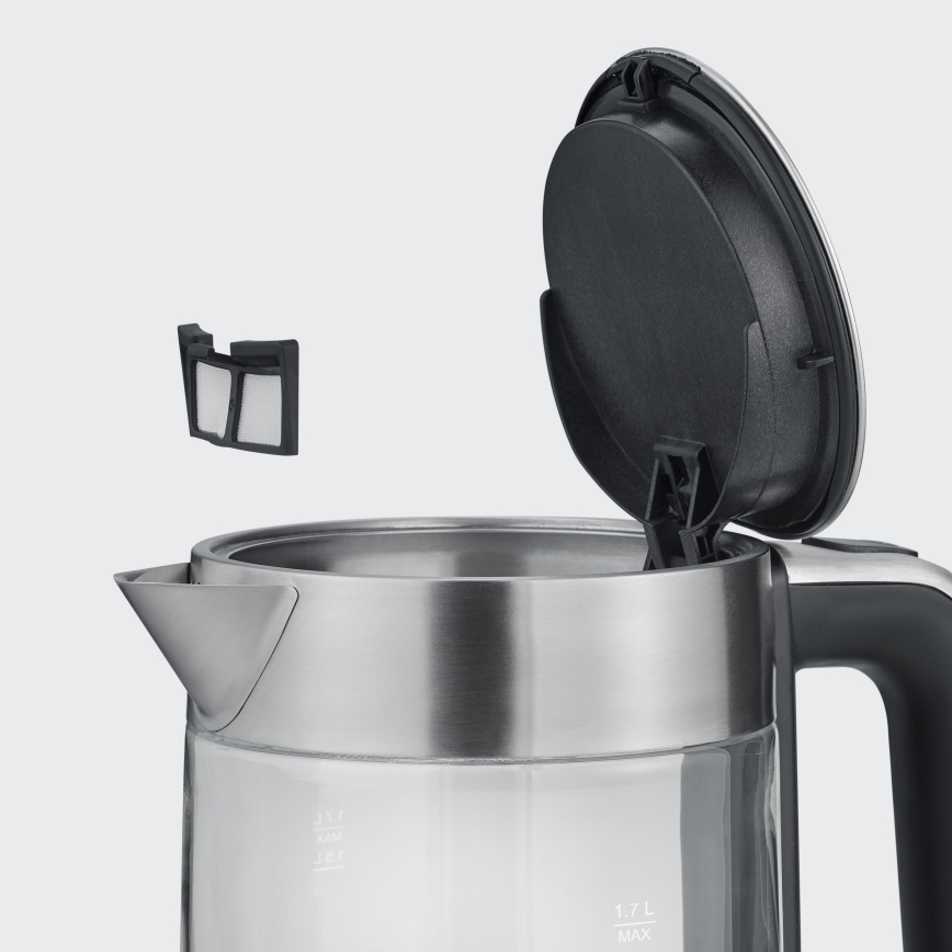 Severin WK 3420 - Chaleira elétrica rápida 1,7 l 2200 W/230 V aço inoxidável/vidro