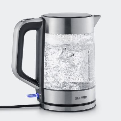Severin WK 3420 - Chaleira elétrica rápida 1,7 l 2200 W/230 V aço inoxidável/vidro