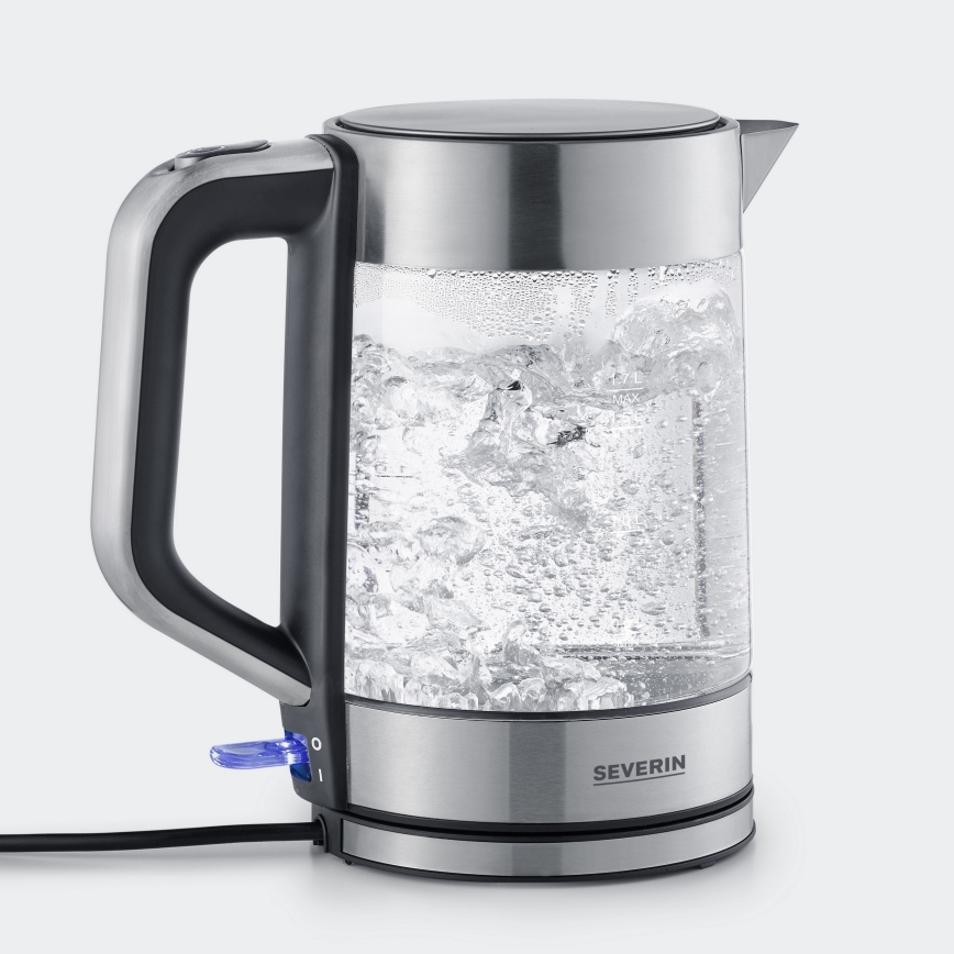Severin WK 3420 - Chaleira elétrica rápida 1,7 l 2200 W/230 V aço inoxidável/vidro