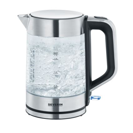 Severin WK 3420 - Chaleira elétrica rápida 1,7 l 2200 W/230 V aço inoxidável/vidro