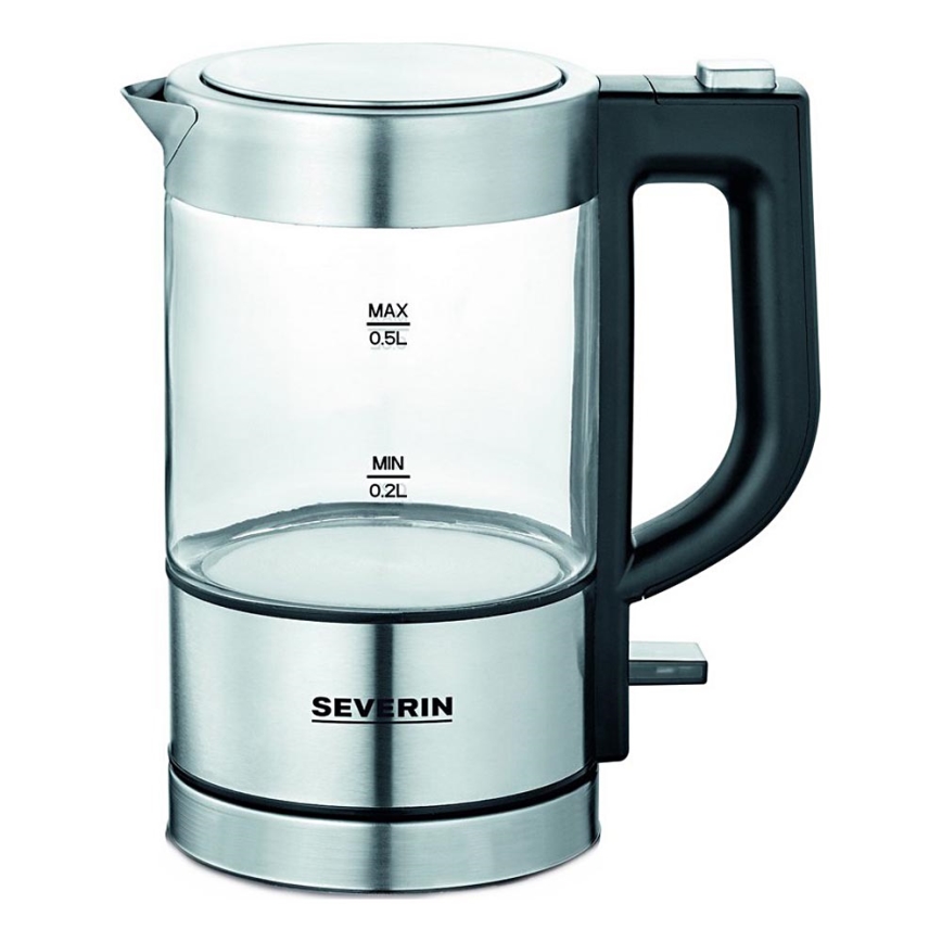 Severin WK 3472 - Chaleira elétrica 0,5 l 1100 W/230 V inox/vidro