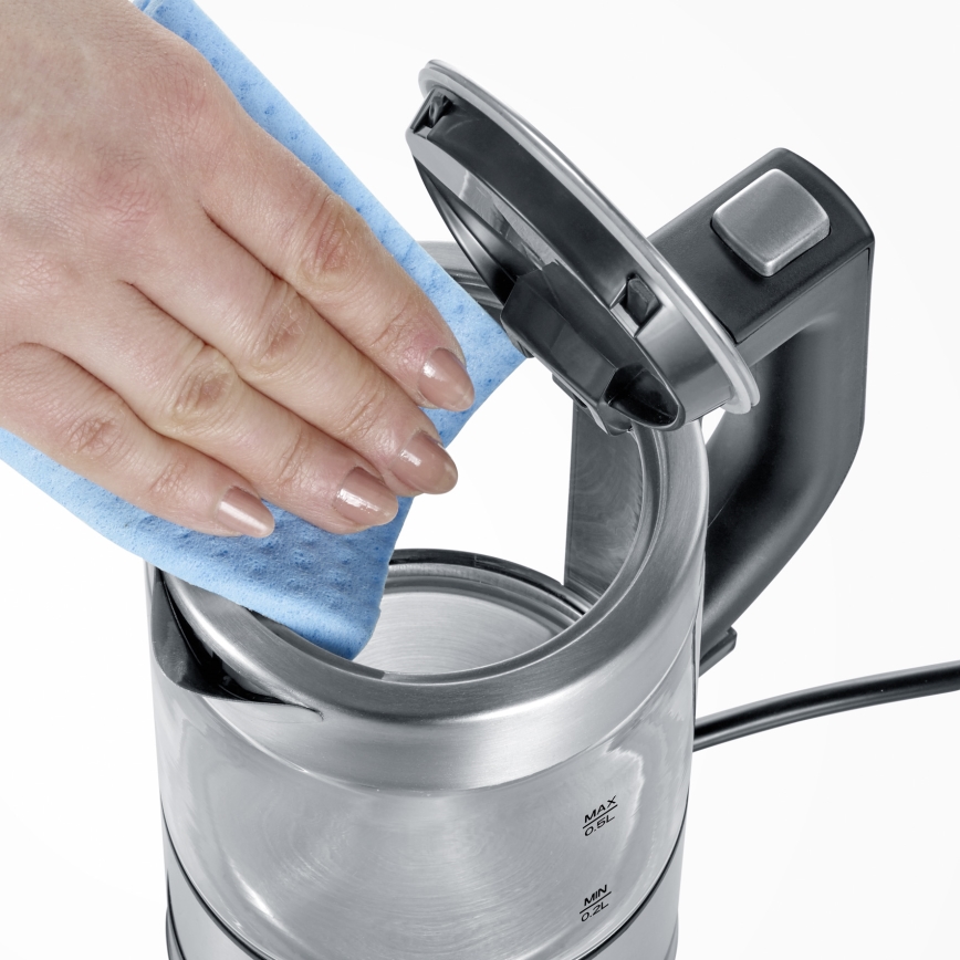 Severin WK 3472 - Chaleira elétrica rápida 0,5 L 1100W/230V inox/vidro