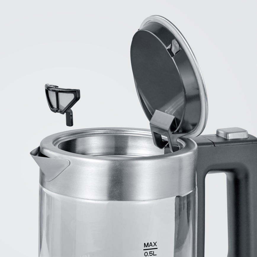 Severin WK 3472 - Chaleira elétrica rápida 0,5 L 1100W/230V inox/vidro