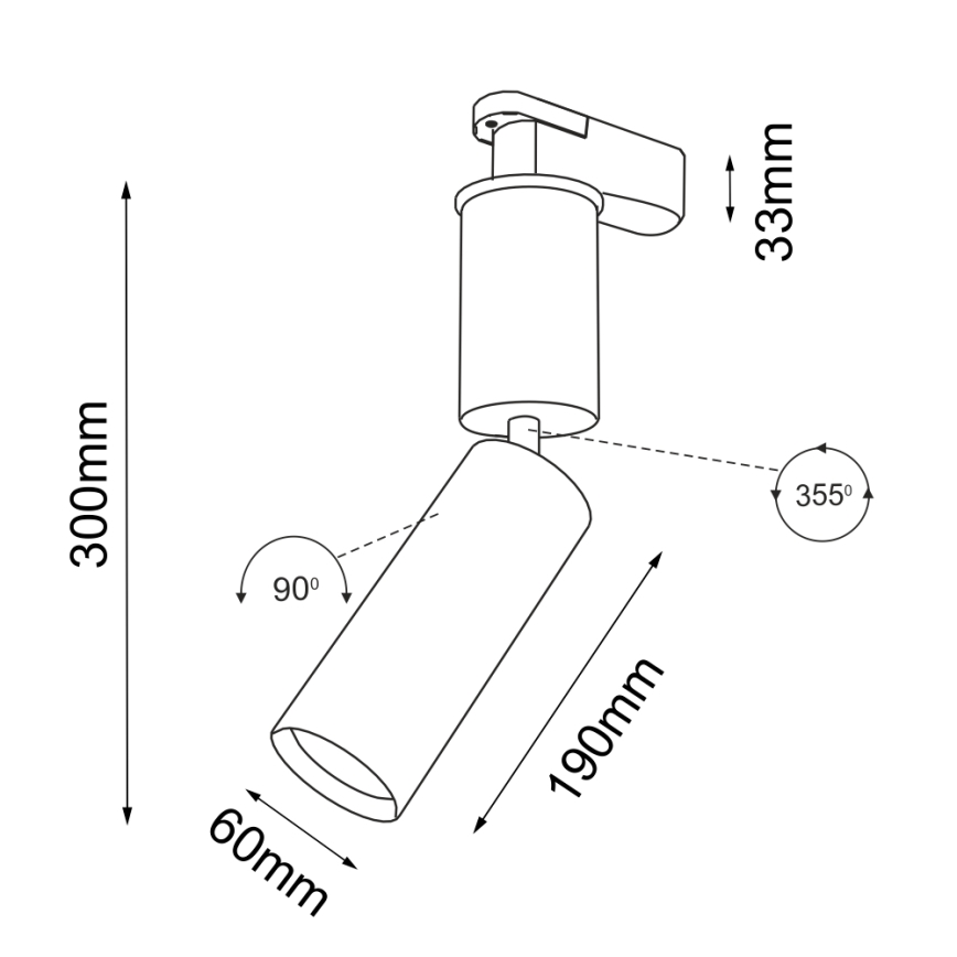 Shilo - Foco para sistema de carril 1xGU10/15W/230V branco