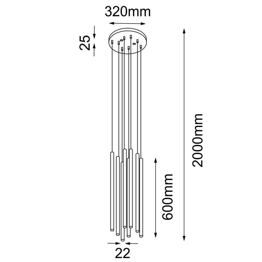 Shilo - Candelabro suspenso 8xG9/10W/230V preto