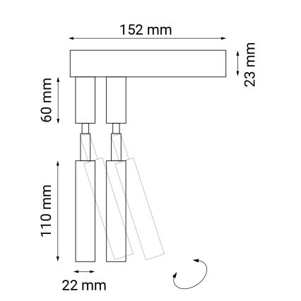 Shilo - Foco de parede 2xG9/10W/230V preto