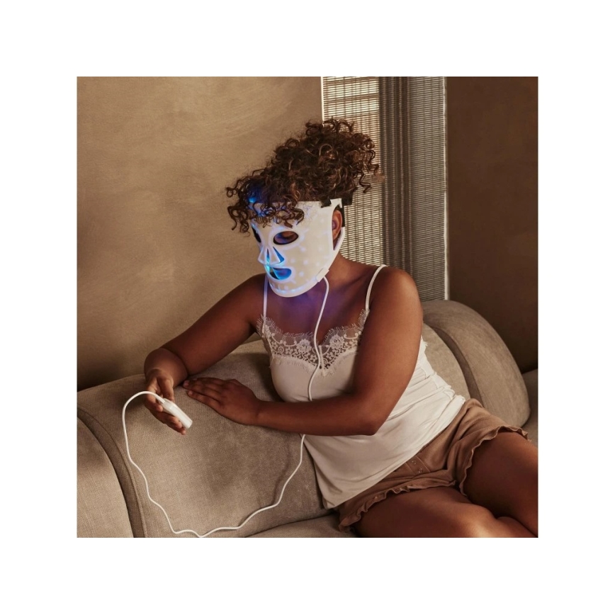 Silk’n - Máscara Terapêutica Facial LED RGB, 5V, 2000 mAh, branca, com controlo remoto