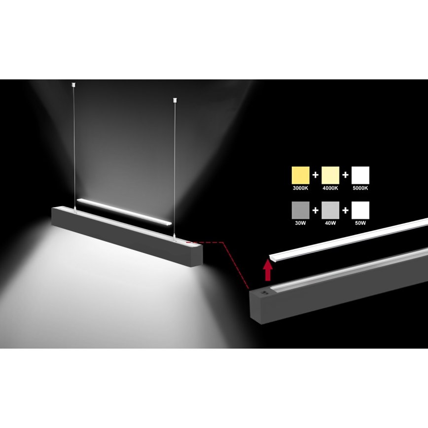 Sinclair - Plafon LED LSM LED/40W/230V 3000K/4000K/5000K 120 cm preto