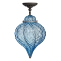 SIRU - Candeeiro integrado GOCCIA 1xE27/60W/230V diâmetro 25 cm azul/castanho Vidro veneziano