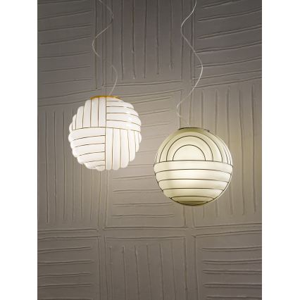 SIRU - Candeeiro suspenso CARTESIO 1xE27/60W/230V dourado/branco Vidro veneziano