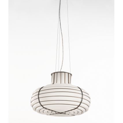 SIRU - Candeeiro suspenso CHAPEAU 2xE14/40W/230V cromado mate/branco Vidro veneziano