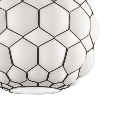 SIRU - Candeeiro suspenso GALAPAGOS 1xE27/60W/230V preto/branco Vidro veneziano