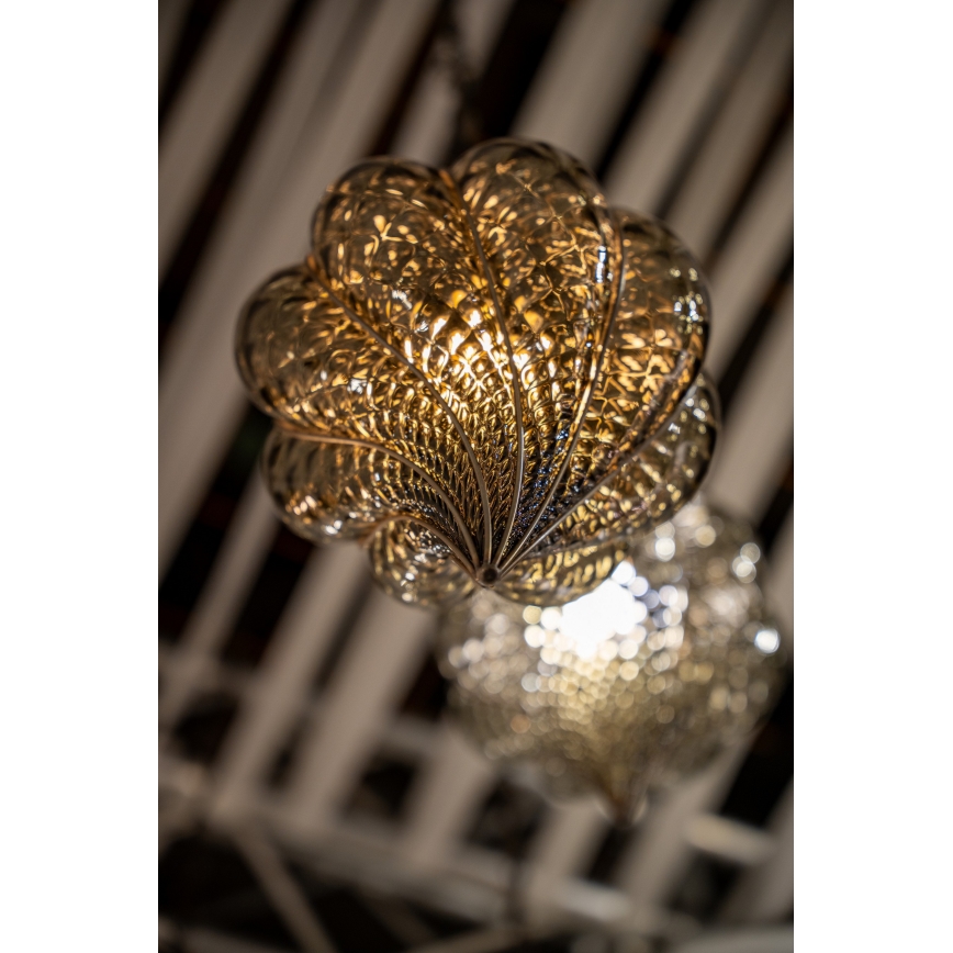 SIRU - Candeeiro suspenso GOCCIA 1xE27/60W/230V diâmetro 25 cm bege/castanho Vidro veneziano