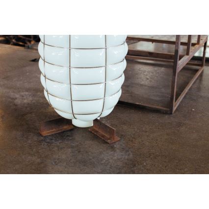 SIRU - Candeeiro suspenso LANTERNA 1xE27/60W/230V diâmetro 32 cm preto/branco Vidro veneziano