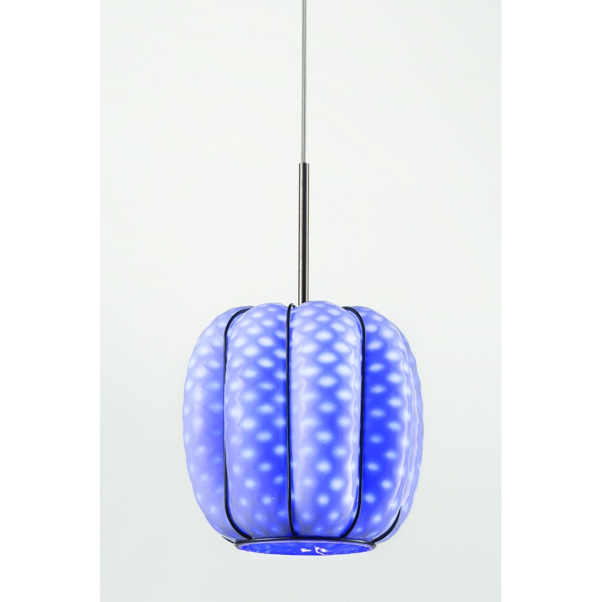 SIRU - Candeeiro suspenso NEST 3xE27/60W/230V laranja/azul/verde Vidro veneziano