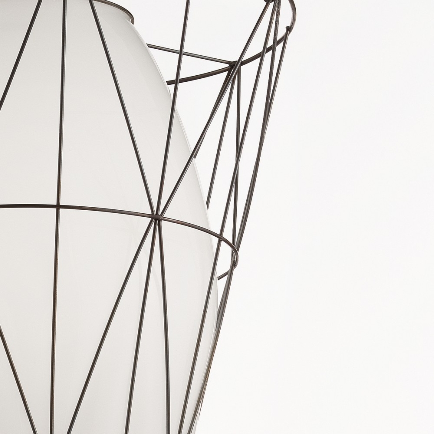 SIRU - Candeeiro suspenso SEGNI 1xE27/60W/230V preto/branco Vidro veneziano