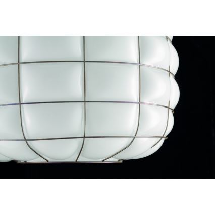 SIRU - Candeeiro suspenso TERRA 1xE27/60W/230V preto/branco Vidro veneziano