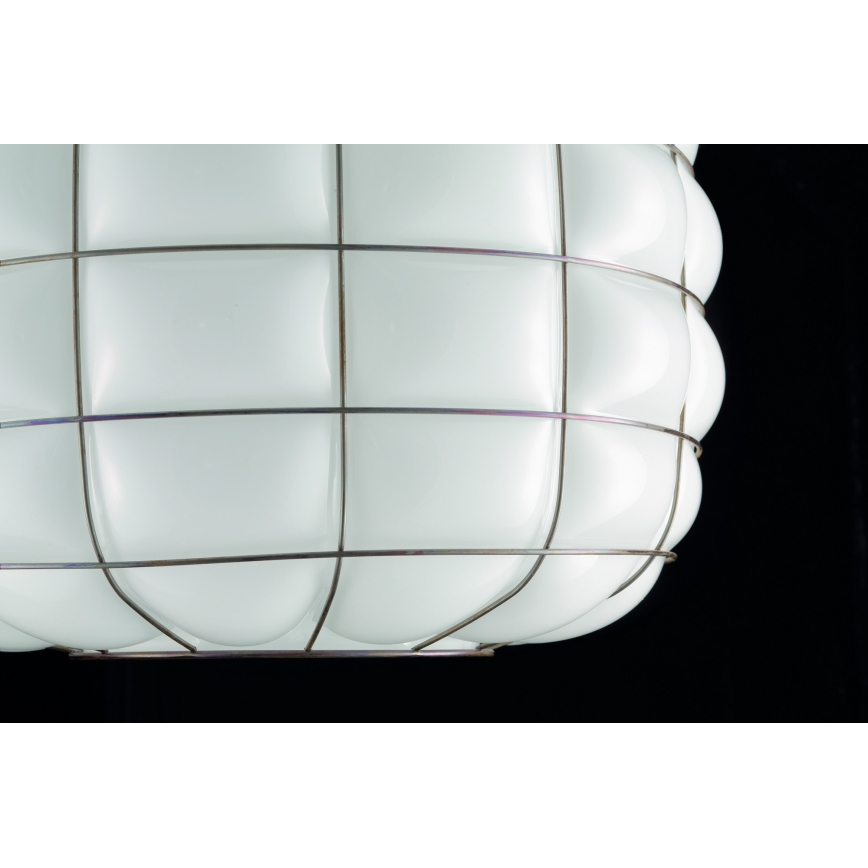 SIRU - Candeeiro suspenso TERRA 1xE27/60W/230V preto/branco Vidro veneziano