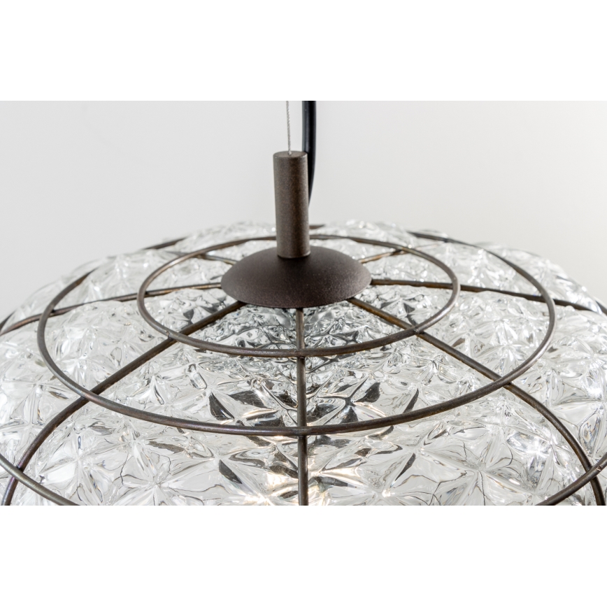 SIRU - Candeeiro suspenso TERRA 1xE27/60W/230V preto/transparente Vidro veneziano