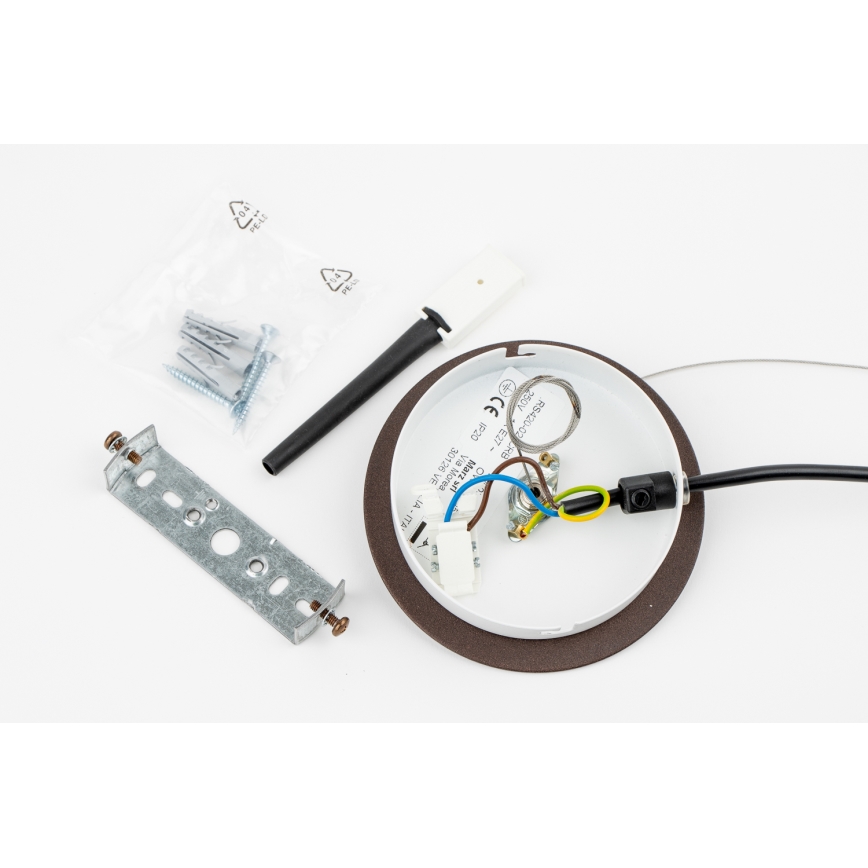 SIRU - Candeeiro suspenso TERRA 1xE27/60W/230V preto/transparente Vidro veneziano