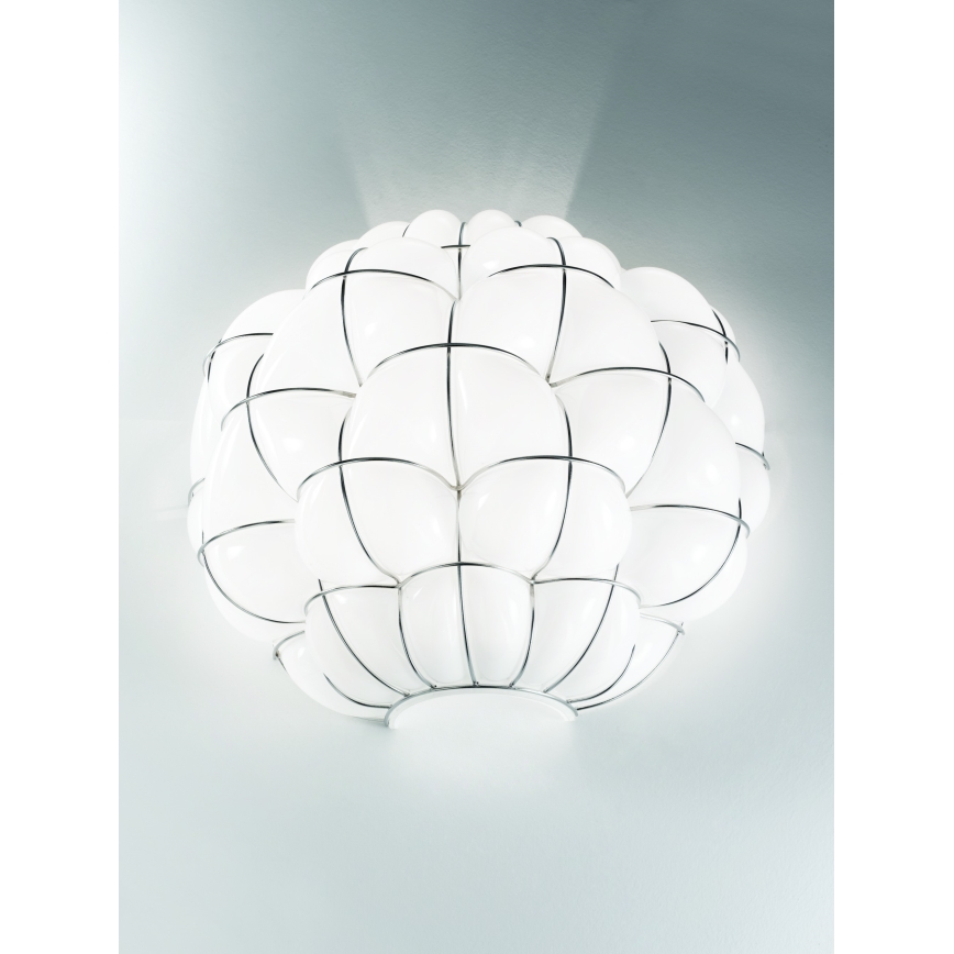 SIRU - Iluminação de parede POUFF 1xE27/60W/230V cromado brilhante/branco Vidro veneziano